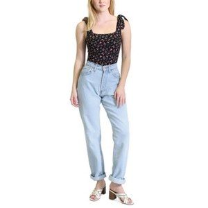 Kit and Sky Floral-Print Tie-Shoulder Bodysuit - Black Ground Ditsy, Size XS